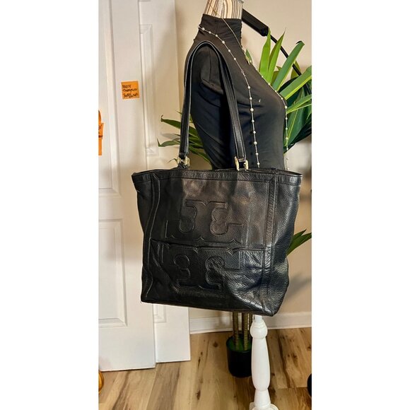 RARE!!  AUTHENTIC TORY BURCH BLACK LEATHER JESSICA SHOULDER BAG - Picture 10 of 10